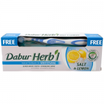 Зубная паста Хербл Соль и Лимон отбеливающая Дабур (Natural Toothpaste for Whitening Herb’l Salt & Lemon Dabur), 150 г. + зубная щётка